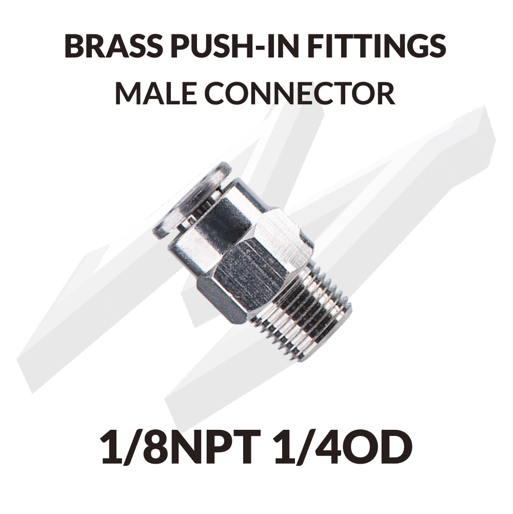 Brass Push-in Fittings Male Connector 1/8NPT 1/4OD