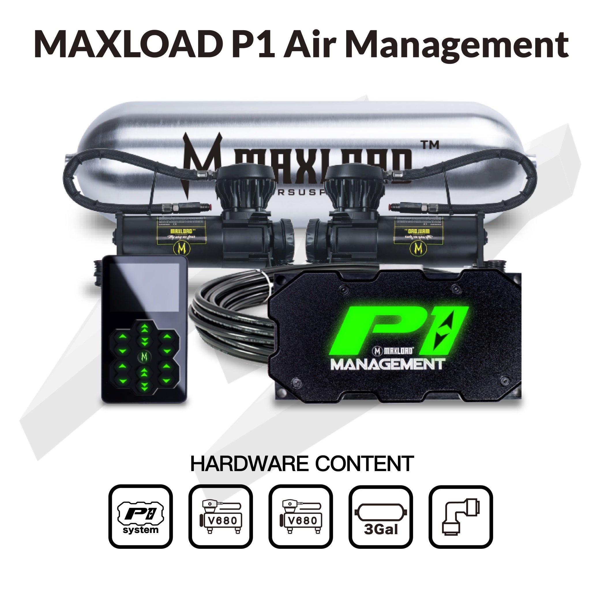 MAXLOAD P1 エアマネジメント、デュアル V680 および 5 ガロン タンク